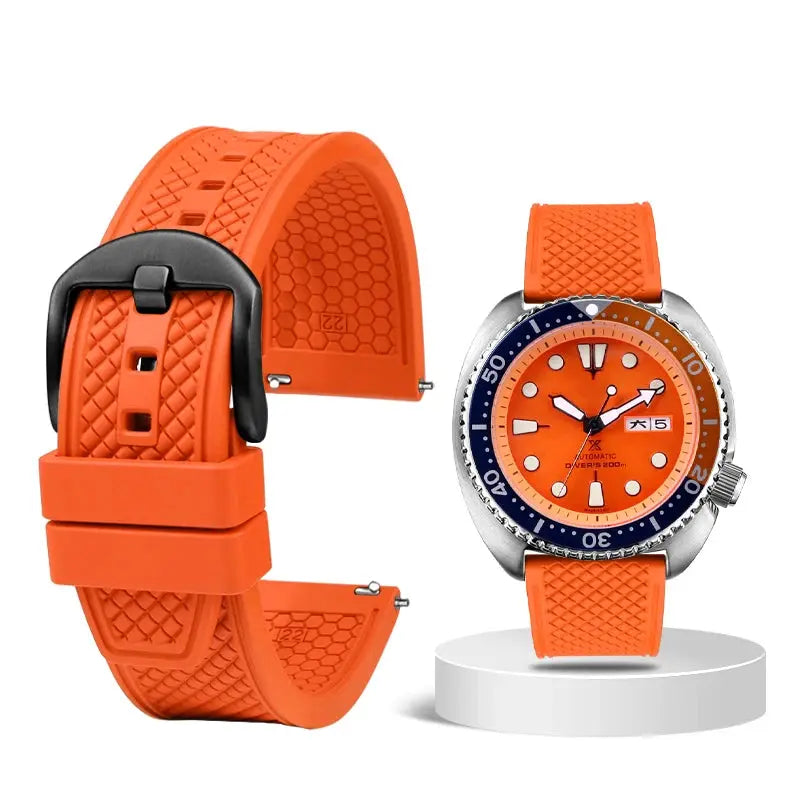 Rubber Waffle Watchband - 20/22mm - Seiko/IWC/Rolex Diver Style - Fluorine Rubber - STRAPS