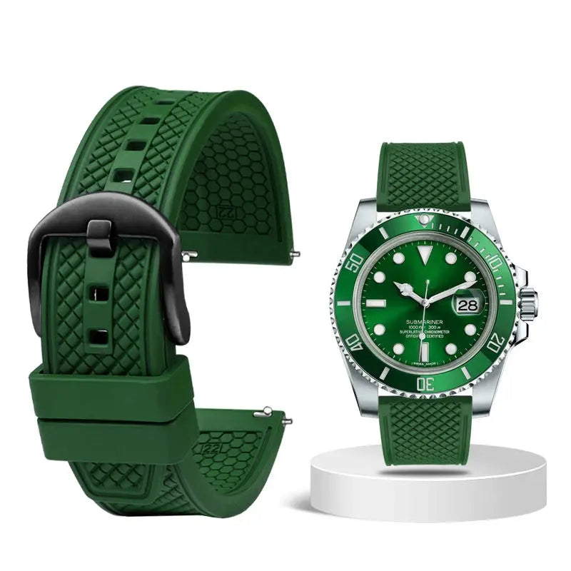 Rubber Waffle Watchband - 20/22mm - Seiko/IWC/Rolex Diver Style - Fluorine Rubber - STRAPS