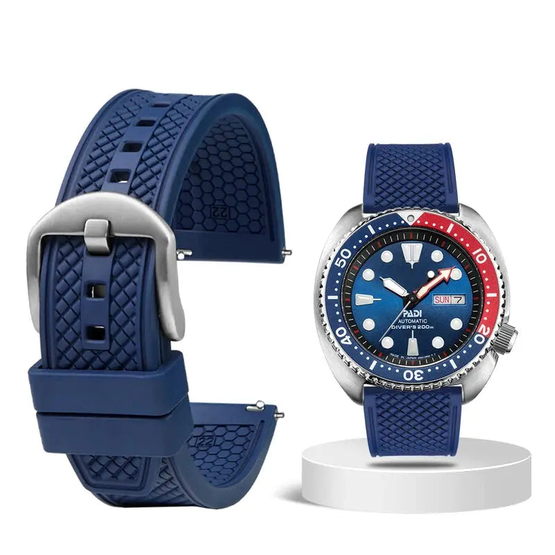 Rubber Waffle Watchband - 20/22mm - Seiko/IWC/Rolex Diver Style - Fluorine Rubber - STRAPS