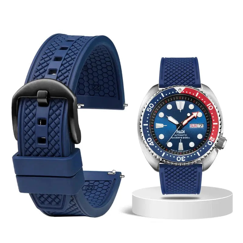 Rubber Waffle Watchband - 20/22mm - Seiko/IWC/Rolex Diver Style - Fluorine Rubber - STRAPS