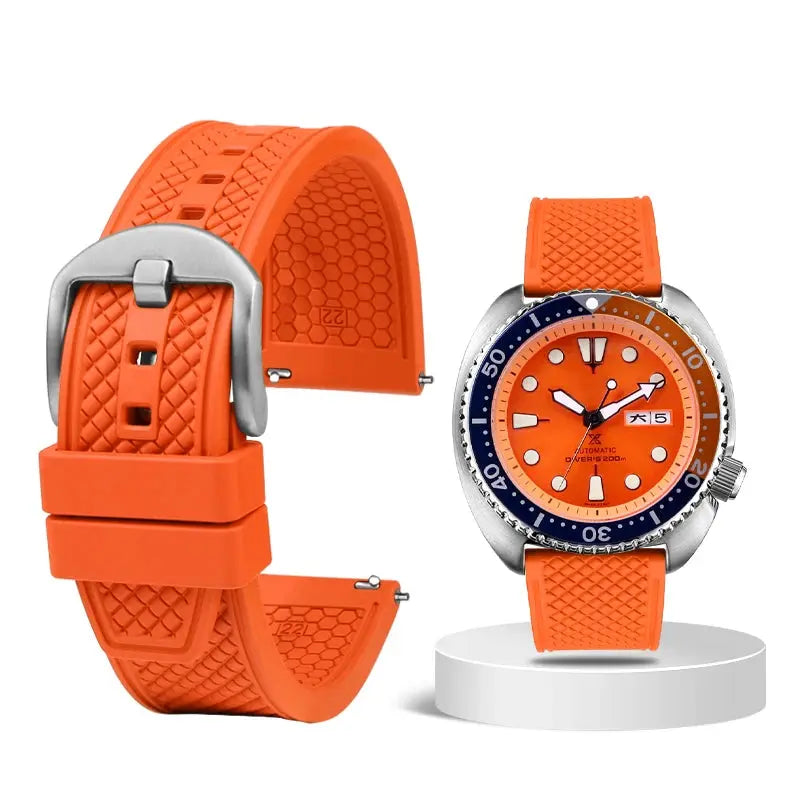 Rubber Waffle Watchband - 20/22mm - Seiko/IWC/Rolex Diver Style - Fluorine Rubber - STRAPS