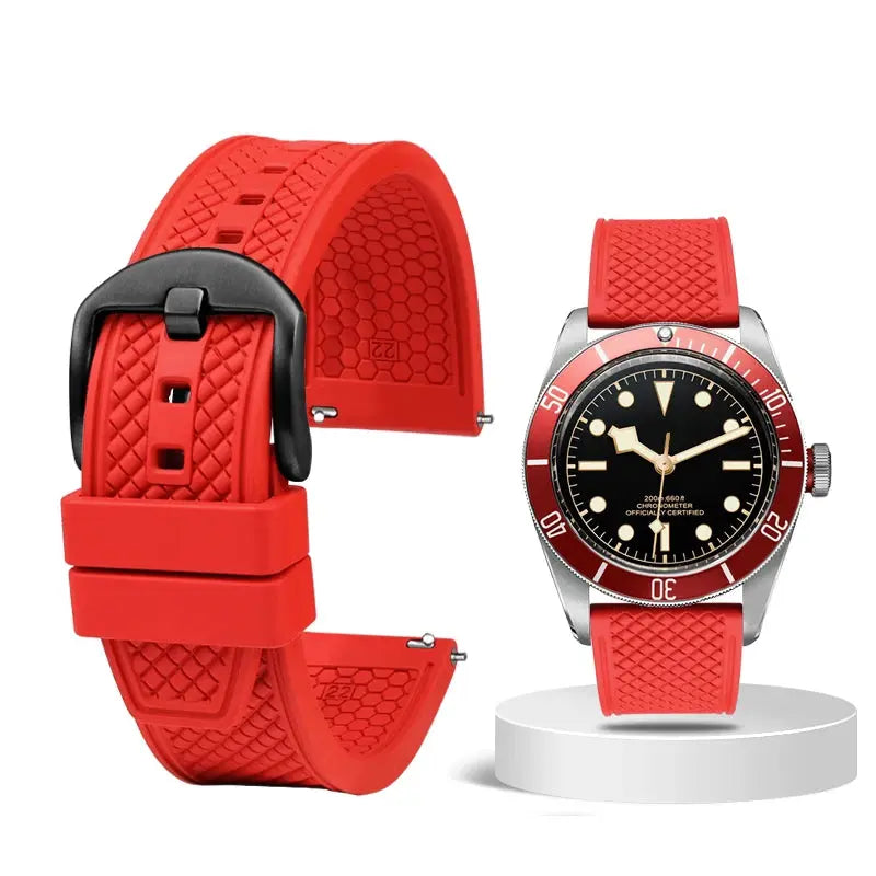 Rubber Waffle Watchband - 20/22mm - Seiko/IWC/Rolex Diver Style - Fluorine Rubber - STRAPS