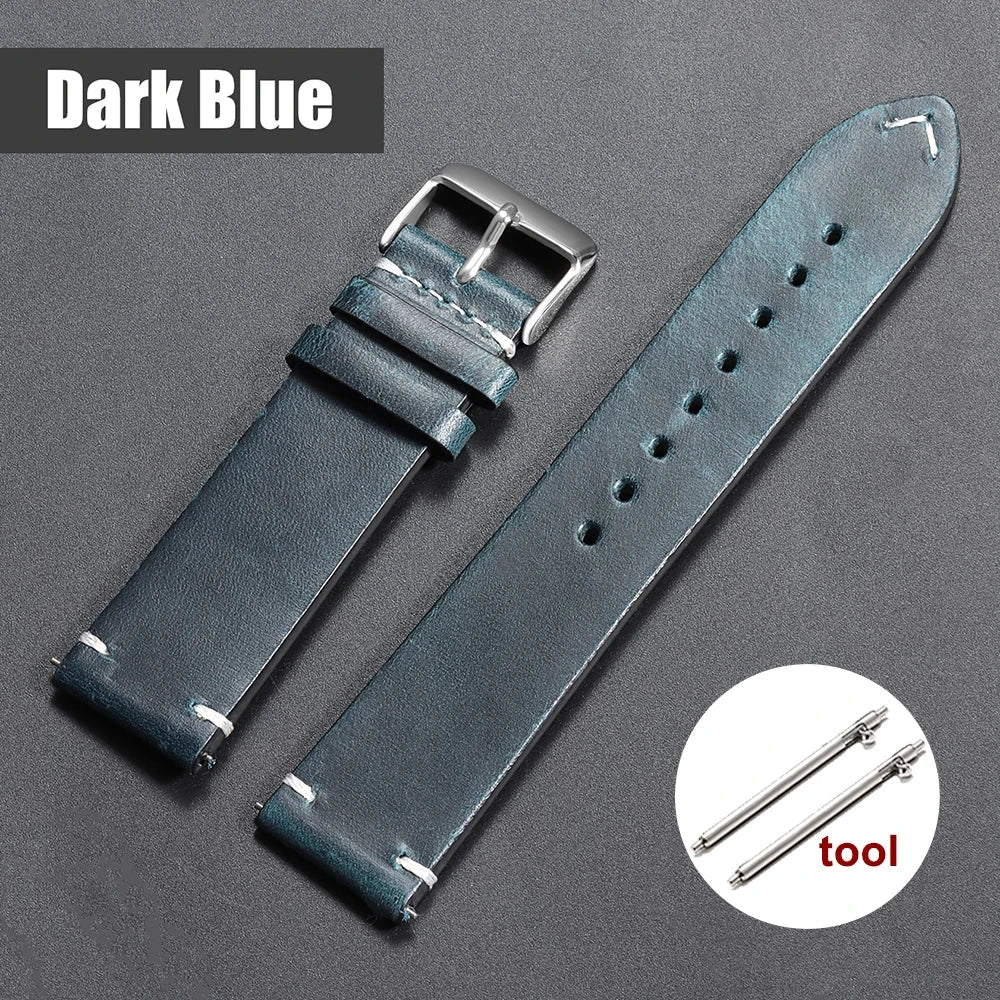 Vintage Oil Wax Leather Watchband for Omega & Seiko – Genuine Cowhide Strap STRAPS