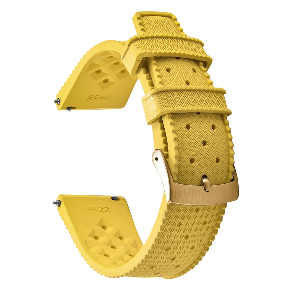 Vintage Tropical FKM Rubber Watch Strap for Seiko SKX007, 62MAS, & Tudor Black Bay STRAPS