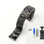Ceramic Watch Strap for Emporio Armani AR1451 AR1452 AR1400 AR1410 24mm Matte/Bright Black Band