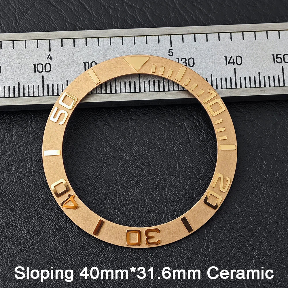 40*31.6mm Sloping Blue-Green Luminous Ceramic & Aluminum Bezel Insert for Divers Watches STRAPS