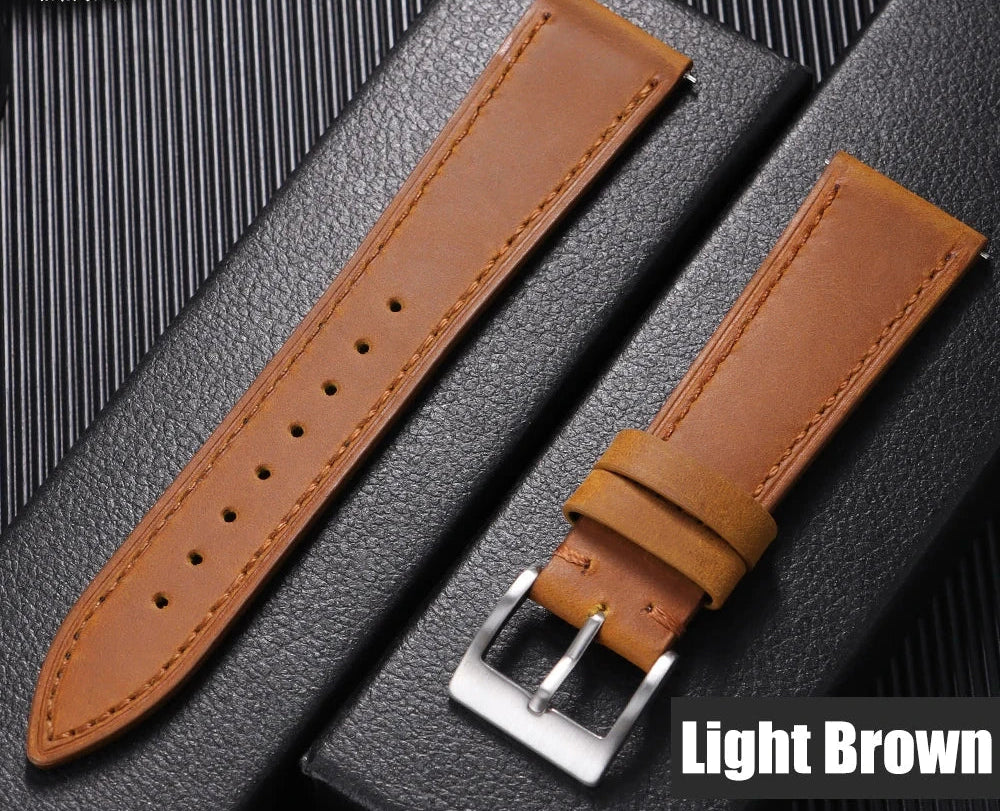 Quick Release Vintage Retro Genuine Leather Watch Band 18mm 20mm 22mm 19mm 21mm 24mm Crazy Horse Men Women Straps Watch Bracelet STRAPS