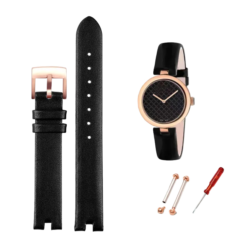 Luxury Genuine Leather Notched Strap for Gucci YA141401 YA141501, Timex & Anne Klein STRAPS