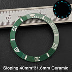 40*31.6mm Sloping Blue-Green Luminous Ceramic & Aluminum Bezel Insert for Divers Watches STRAPS