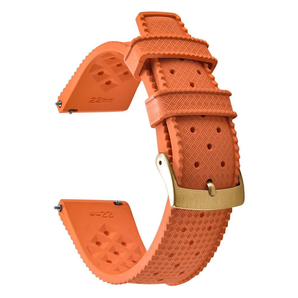 Vintage Tropical FKM Rubber Watch Strap for Seiko SKX007, 62MAS, & Tudor Black Bay STRAPS
