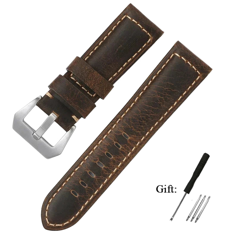 Genuine Leather Watch Band for Panerai – Crazy Horse Cowhide Strap 20mm 22mm 24mm 26mm STRAPS