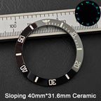 40*31.6mm Sloping Blue-Green Luminous Ceramic & Aluminum Bezel Insert for Divers Watches STRAPS