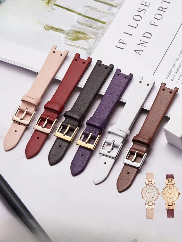 Genuine Leather Notched Strap for Timex TW2V45100 Legacy & Anne Klein AK-2156 AK-2157 12*6mm STRAPS