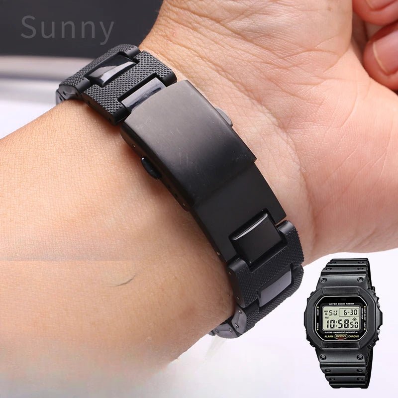 Watch Band for Casio G-Shock DW-5600 GW-M5610 DW-6900 GW-B5600 GMW-B5000 16mm Plastic Steel Bracelet