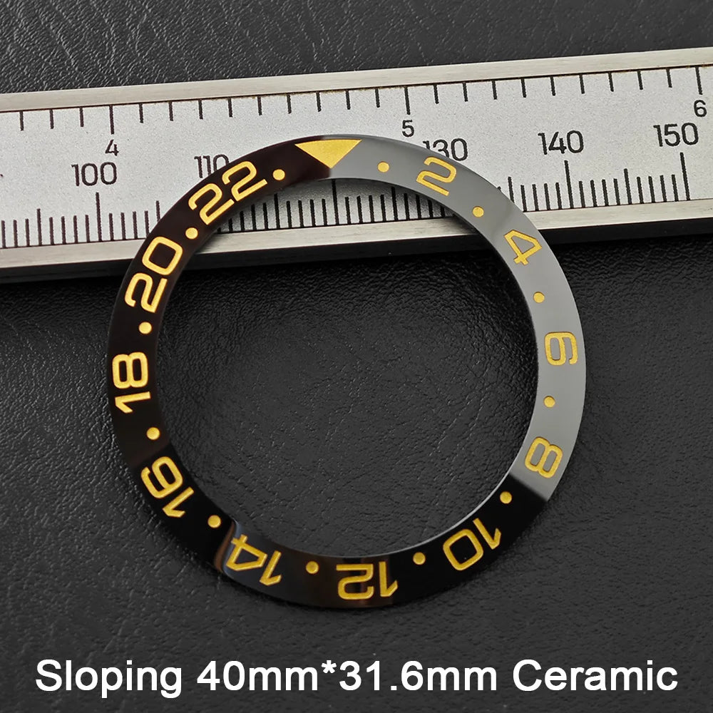40*31.6mm Sloping Blue-Green Luminous Ceramic & Aluminum Bezel Insert for Divers Watches STRAPS