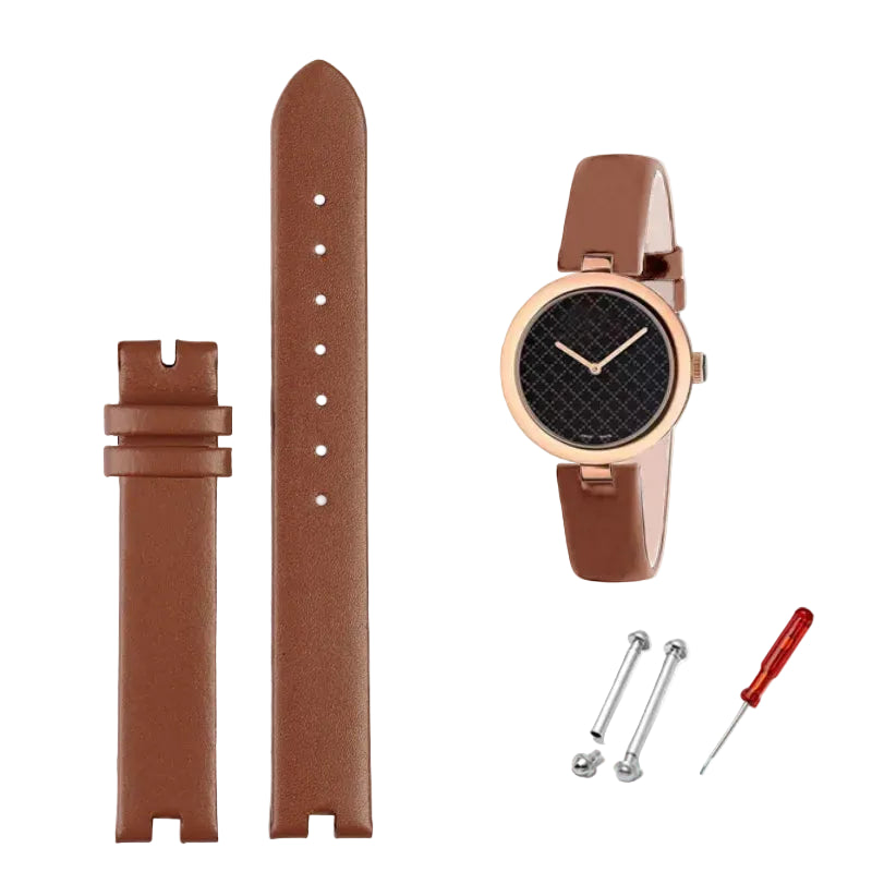 Luxury Genuine Leather Notched Strap for Gucci YA141401 YA141501, Timex & Anne Klein STRAPS