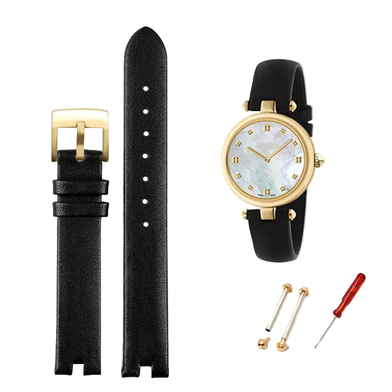 Luxury Genuine Leather Notched Strap for Gucci YA141401 YA141501, Timex & Anne Klein STRAPS