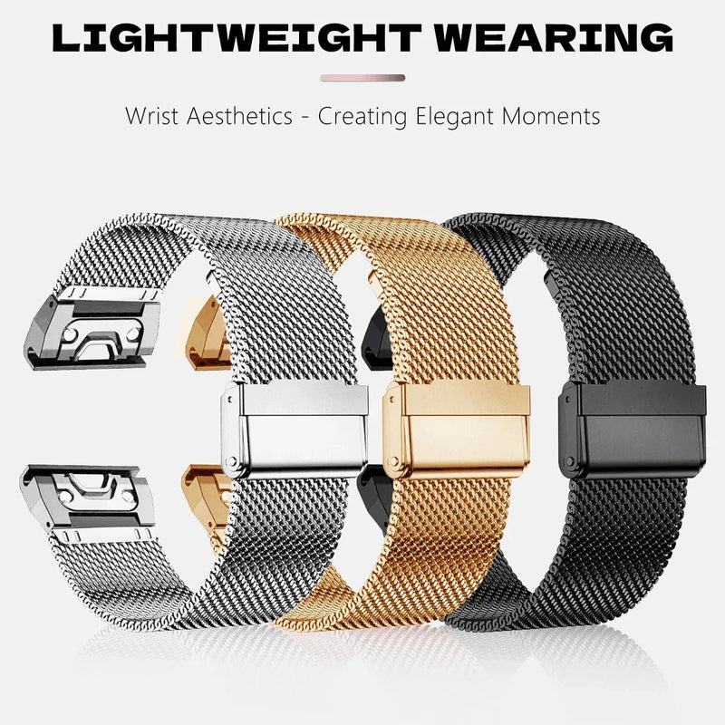 Elite QuickFit Stainless Steel Bands for Garmin Fenix, Forerunner & More STRAPS