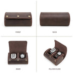 Vintage Leather 2-Slot Watch Roll Case STRAPS