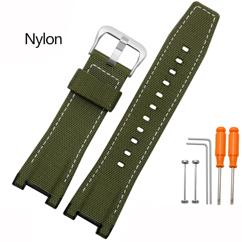 Modified Cowhide Leather & Canvas Watchband for G-SHOCK MTG-B1000GG