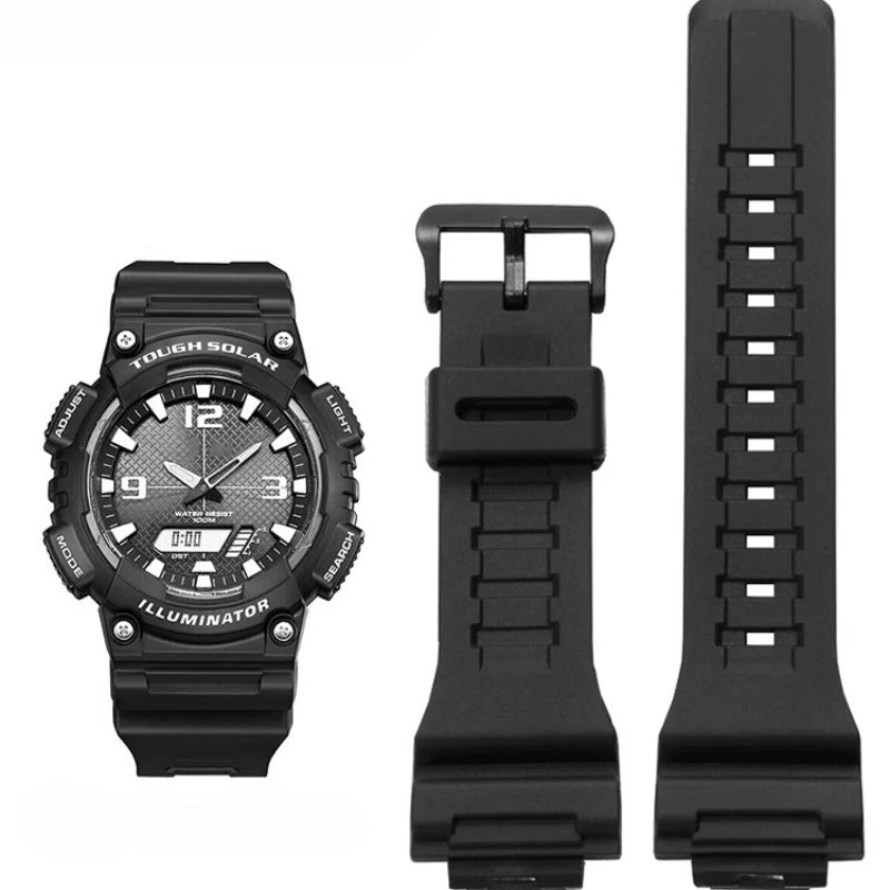 Casio AQ-S810W AEQ-110W W735H W736H Resin Soft Comfortable Silicone Watch Strap 18mm Black STRAPS