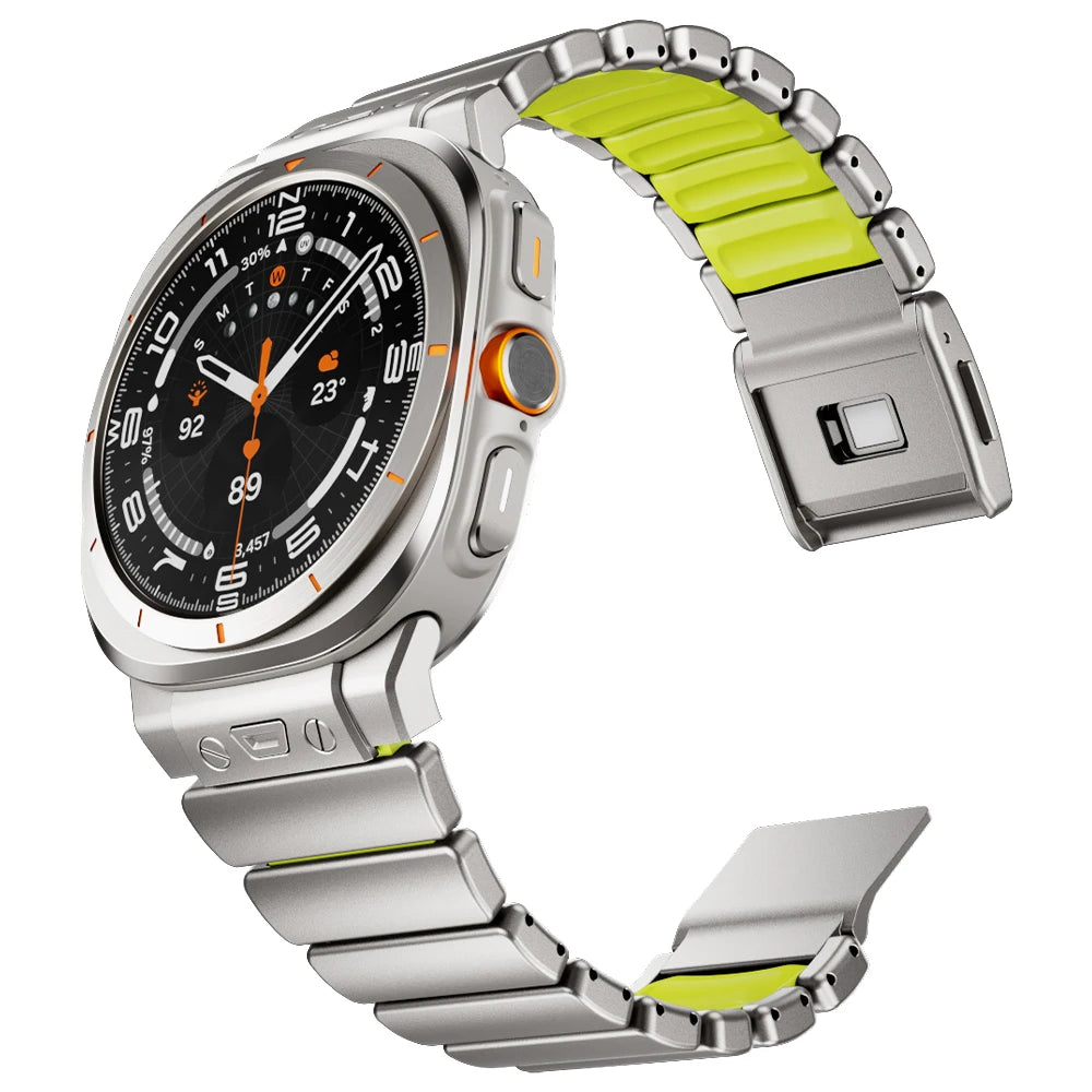 No-Gaps Metal & Rubber Hybrid Strap for Samsung Galaxy Watch Ultra 47mm 