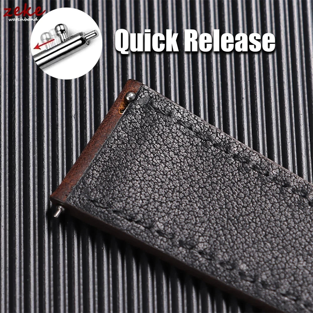 Quick Release Vintage Retro Genuine Leather Watch Band 18mm 20mm 22mm 19mm 21mm 24mm Crazy Horse Men Women Straps Watch Bracelet STRAPS