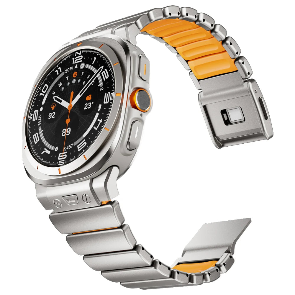 No-Gaps Metal & Rubber Hybrid Strap for Samsung Galaxy Watch Ultra 47mm 