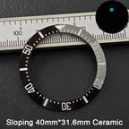40*31.6mm Sloping Blue-Green Luminous Ceramic & Aluminum Bezel Insert for Divers Watches STRAPS