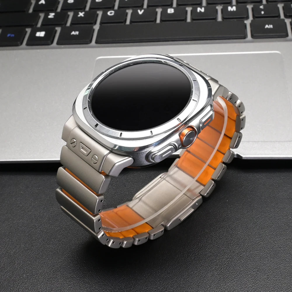 No-Gaps Metal & Rubber Hybrid Strap for Samsung Galaxy Watch Ultra 47mm 