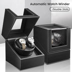 Double Watch Winder - PU Leather Case with Quiet Japanese Motor STRAPS