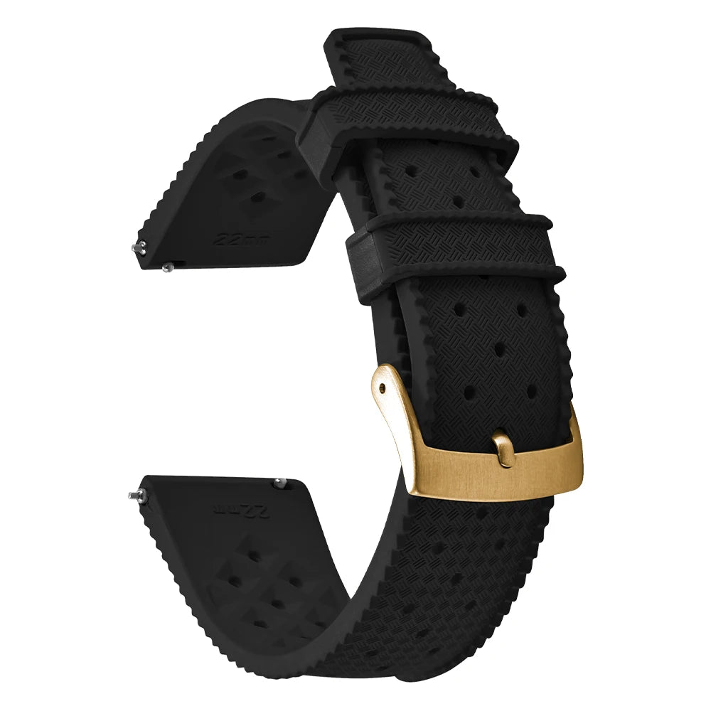 Vintage Tropical FKM Rubber Watch Strap for Seiko SKX007, 62MAS, & Tudor Black Bay STRAPS