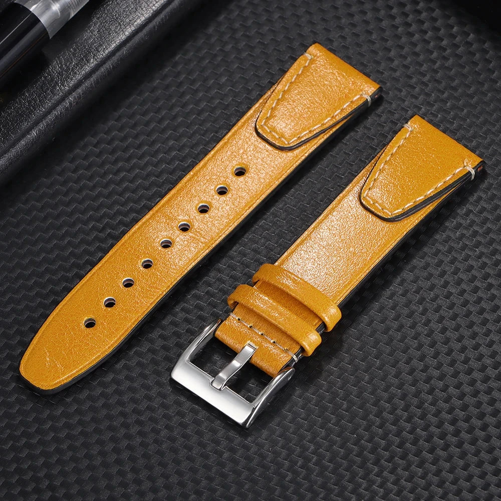 20mm 22mm Vintage Oil Wax Cowhide Watchband for Omega & Seiko STRAPS