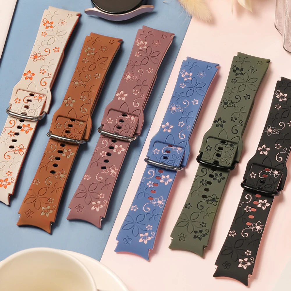 No-Gap Engraved Silicone Strap for Galaxy Watch 7, 5 Pro, 4/6 Classic STRAPS