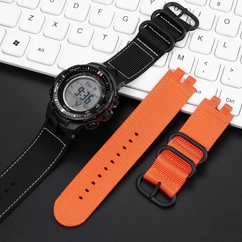 Nylon Canvas Strap for Casio PROTREK PRW-3000/3100/6000/6100Y With Tools 180mm Band STRAPS