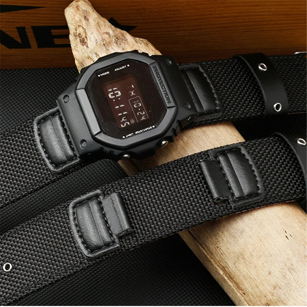 Nylon Leather Watch Strap for Casio G-Shock DW5600, GW-M5610, AW-591, & AWG-M100 STRAPS