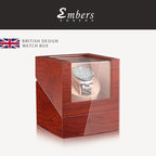 Single Watch Winder - Wooden Case with Glass Top & Quiet Mabuchi Motor STRAPS