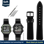 Retro Leather Watch Strap for Casio AE1200 AE1300 F-108 W-216H W-218 WS-1400 W-737H – 18mm STRAPS