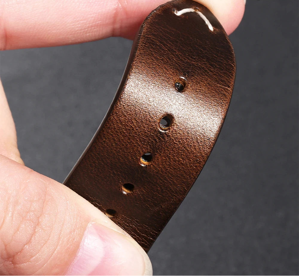 Vintage Oil Wax Leather Watchband for Omega & Seiko – Genuine Cowhide Strap STRAPS
