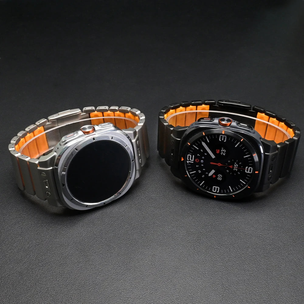 No-Gaps Metal & Rubber Hybrid Strap for Samsung Galaxy Watch Ultra 47mm 