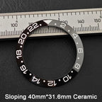 40*31.6mm Sloping Blue-Green Luminous Ceramic & Aluminum Bezel Insert for Divers Watches STRAPS