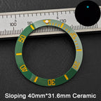 40*31.6mm Sloping Blue-Green Luminous Ceramic & Aluminum Bezel Insert for Divers Watches STRAPS