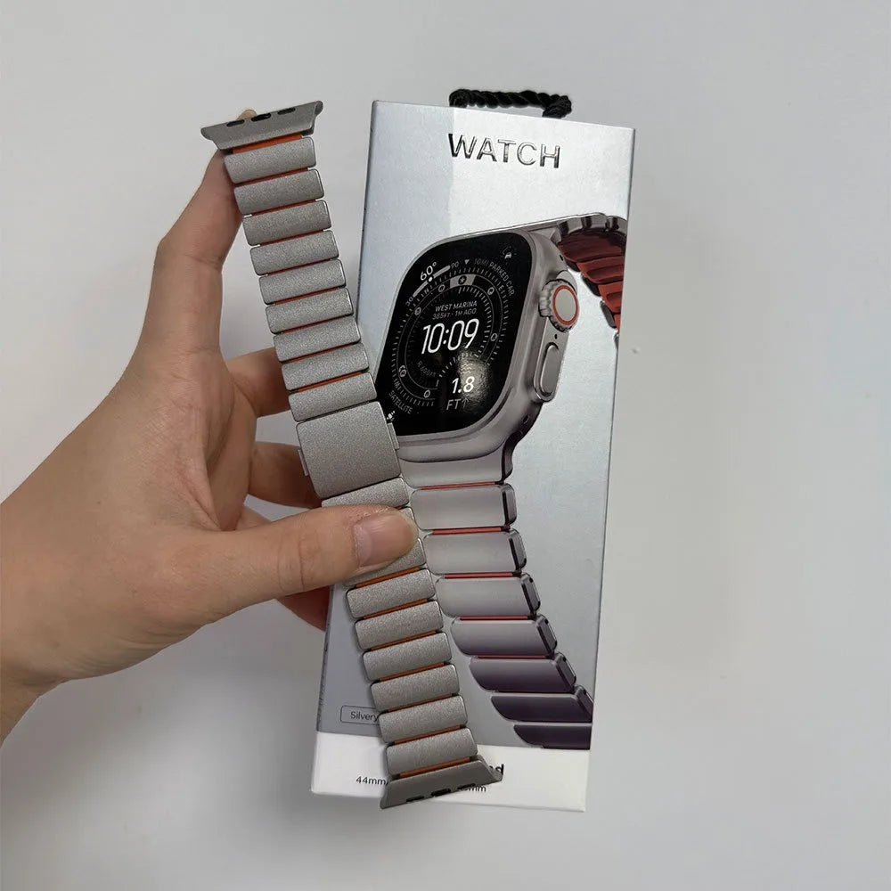 Apple Watch Ultra 3 Titanium & Magnetic Rubber Strap | Series 11 10 9 8 7 SE Models