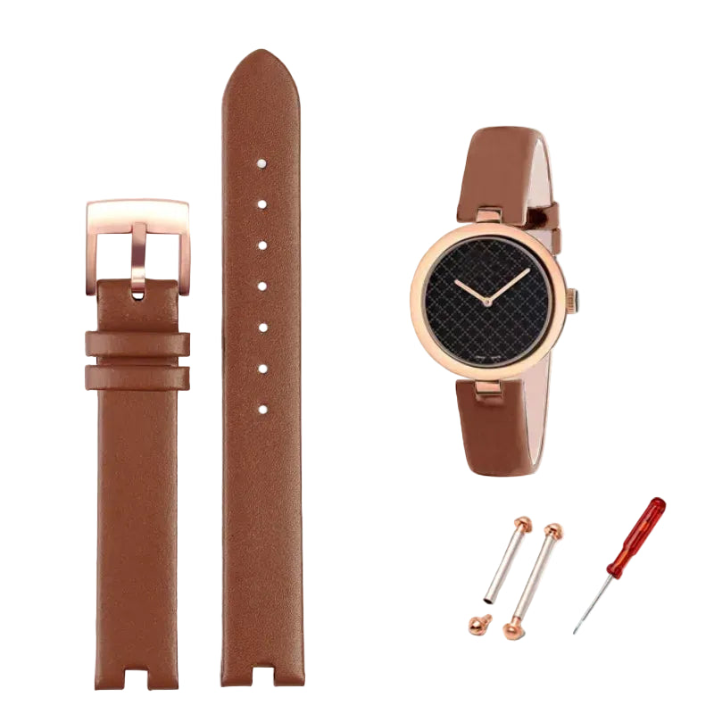 Luxury Genuine Leather Notched Strap for Gucci YA141401 YA141501, Timex & Anne Klein STRAPS