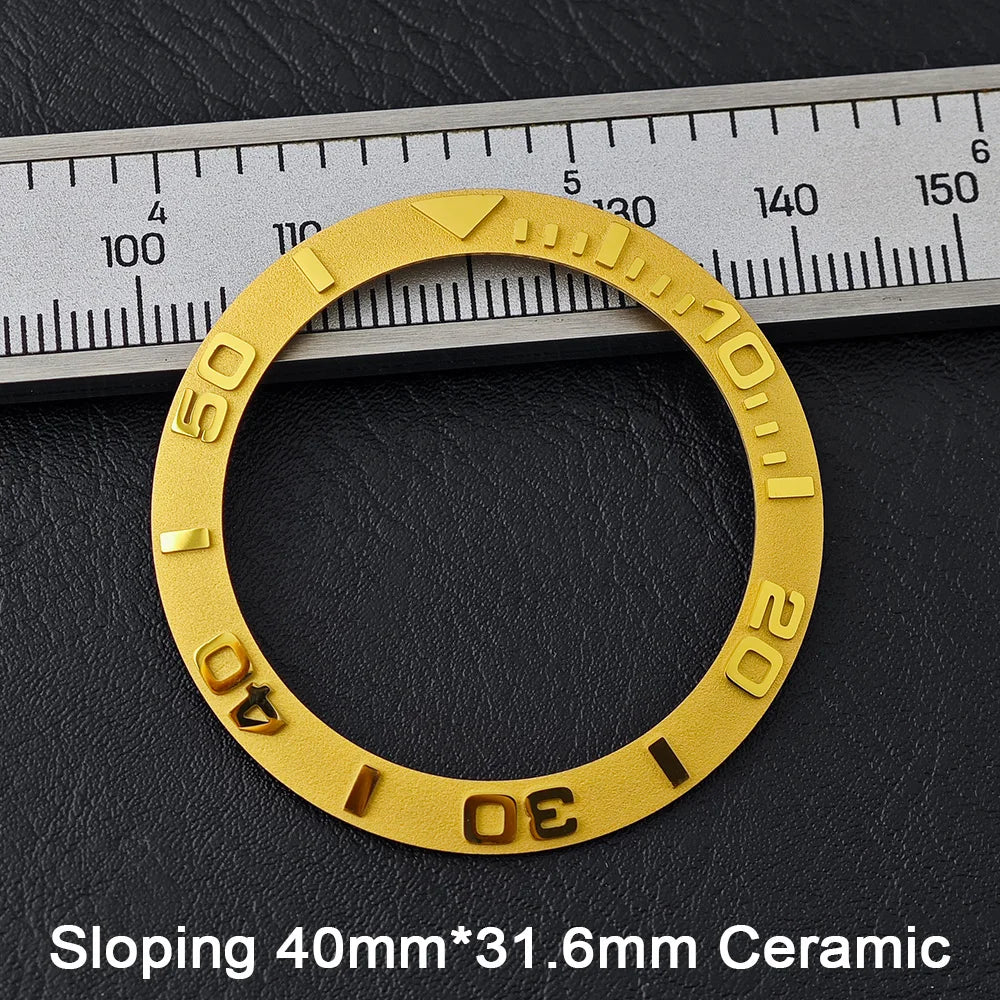 40*31.6mm Sloping Blue-Green Luminous Ceramic & Aluminum Bezel Insert for Divers Watches STRAPS