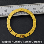 40*31.6mm Sloping Blue-Green Luminous Ceramic & Aluminum Bezel Insert for Divers Watches STRAPS