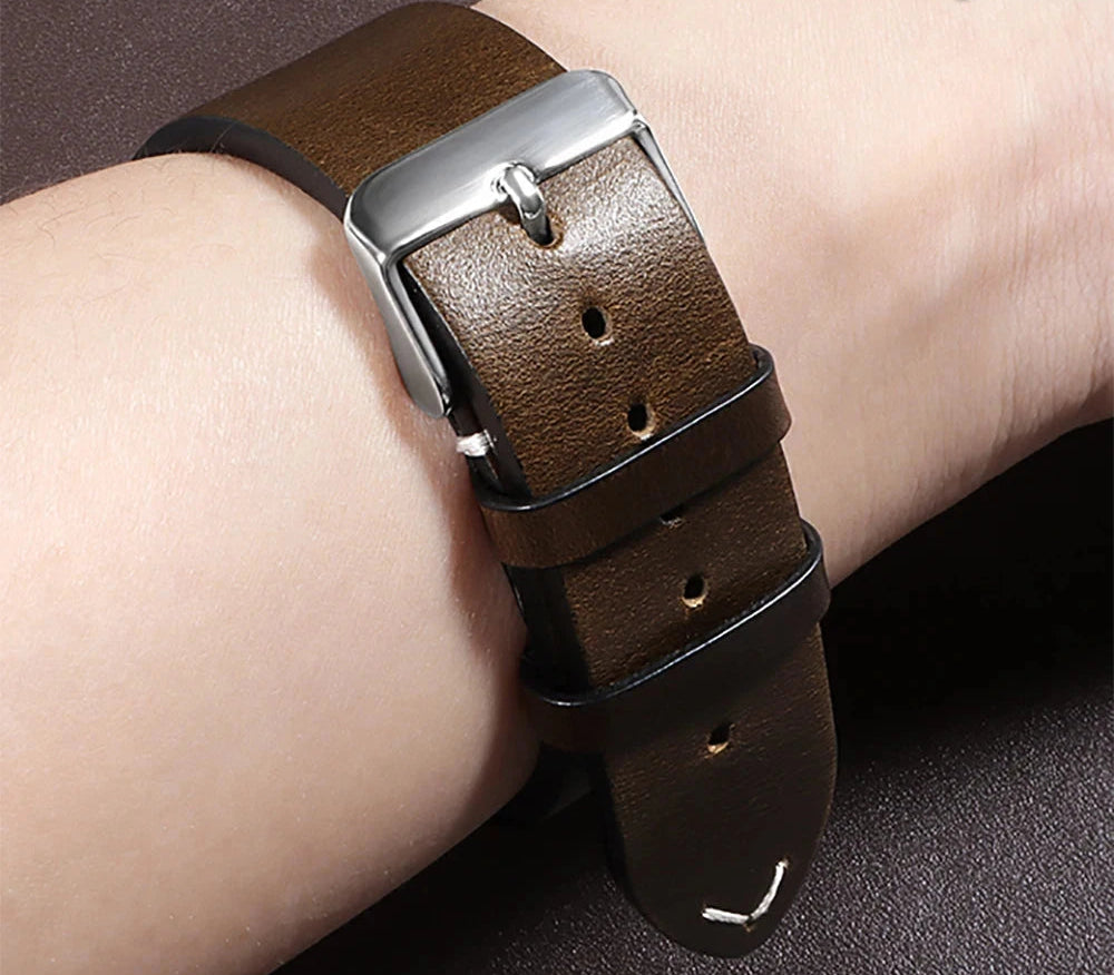 Vintage Oil Wax Leather Watchband for Omega & Seiko – Genuine Cowhide Strap STRAPS