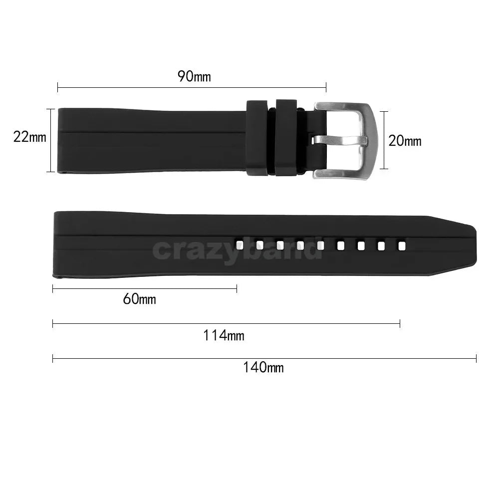 Universal Big Size Silicone Diver Strap | Seiko Rolex 18mm 20mm 22mm 24mm Models
