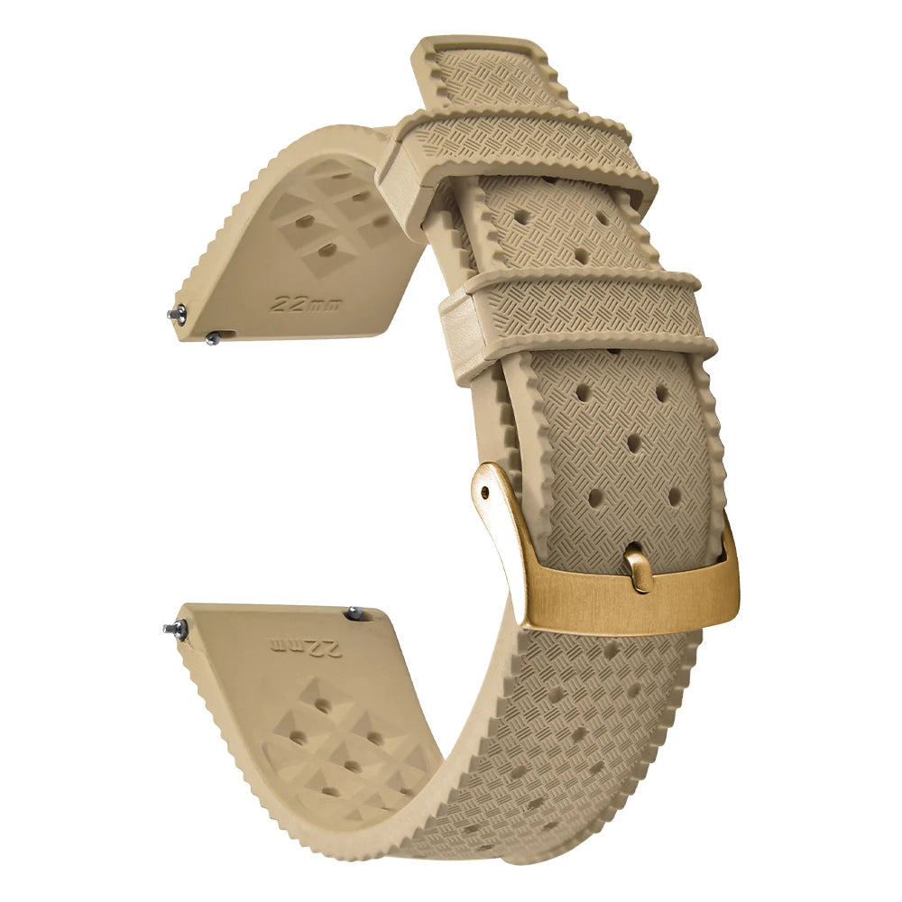 Vintage Tropical FKM Rubber Watch Strap for Seiko SKX007, 62MAS, & Tudor Black Bay STRAPS