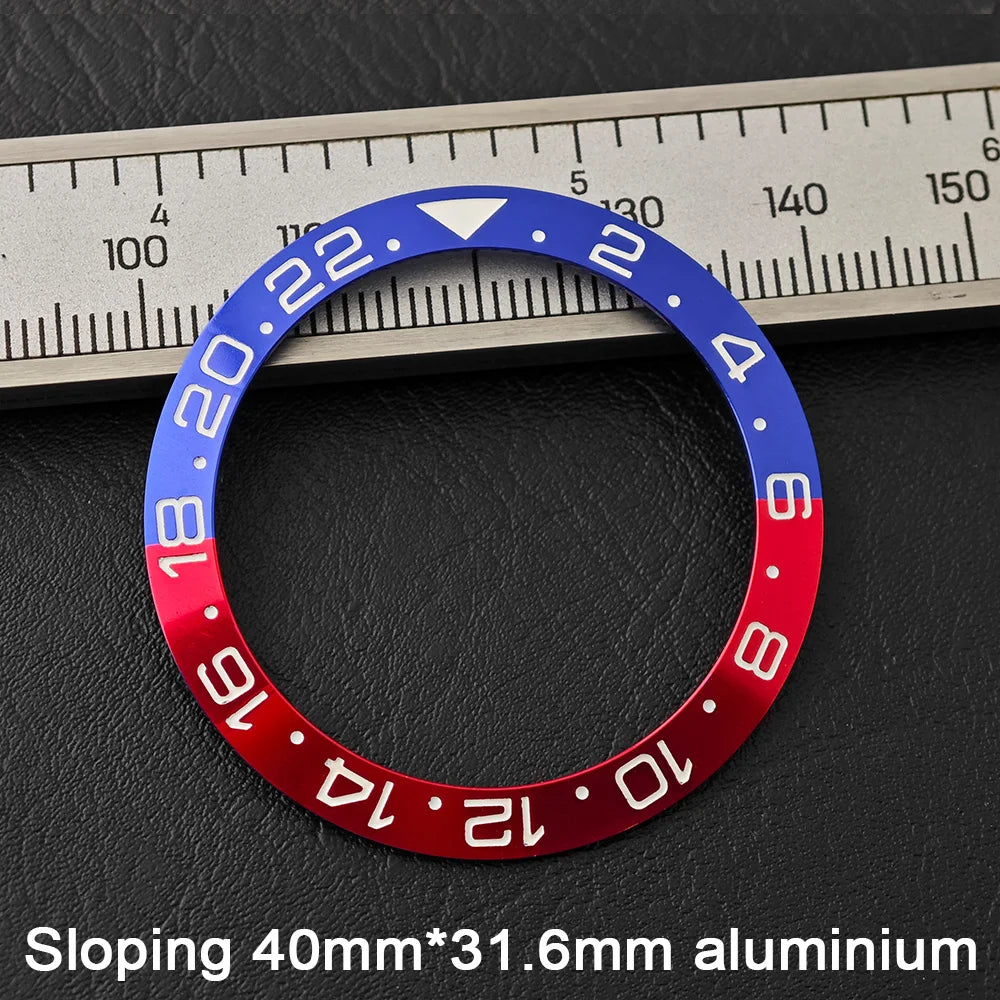 40*31.6mm Sloping Blue-Green Luminous Ceramic & Aluminum Bezel Insert for Divers Watches STRAPS